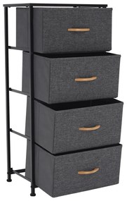 Komoda PALMERA s látkovými zásuvkami, čierna