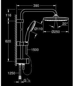 GROHE 266802431 - Sprchový systém VITALIO START SYSTEM 250 390 mm čierny