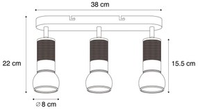 Zaoblené stropné bodové svietidlo tmavý bronz 3-svetelné nastaviteľné - Veerle