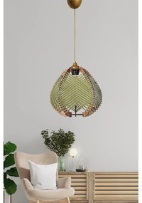 Závesné svietidlo v zeleno-prírodnej farbe s textilným tienidlom ø 25 cm – Opviq lights