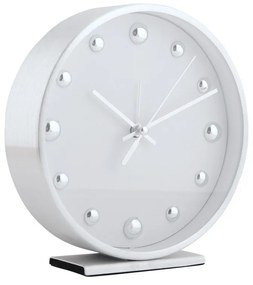 Karlsson 5970WH dizajnové stolové hodiny/budíkbiela, priemer 16 cm