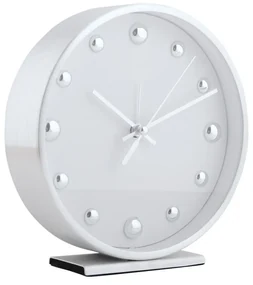 Karlsson 5970WH dizajnové stolové hodiny/budíkbiela, priemer  16 cm