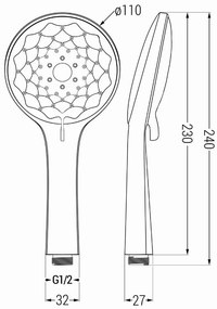 Mexen príslušenstvo - 1-bodový ručný sprchový set R-74, čierna, 785746052-70