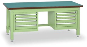 Dielenský stôl GL s 2 závesnými boxami na náradie, MDF + PVC doska, 8 zásuviek, 1800 x 750 x 800 mm