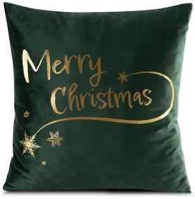 Zelená zamatová vianočná obliečka Merry Christmas Šírka: 45 cm | Dĺžka: 45 cm