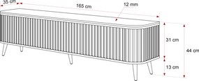 TV stolík ROMANIA na nohách 165 cm drážkovaný kašmír
