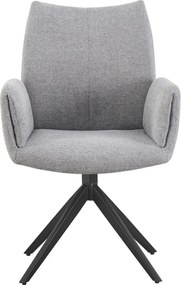 Otočná jedálenská stolička s podrúčkami Kassandra, holubia šedá tkanina