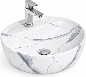 MONTERO-M 40 || Umývadlo na dosku, keramika, biela, mramor, zaoblená