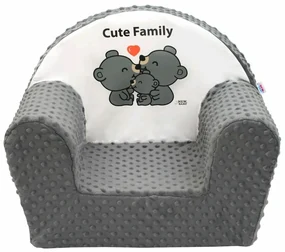 NEW BABY Detské kresielko z Minky Cute Family šedé Polyester 42x53 cm