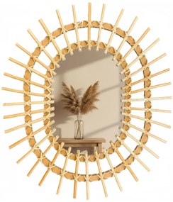 Tutumi Tutumi, nástenné zrkadlo Boho 57x49 cm QDJ5749, svetlá hnedá, HOM-02819