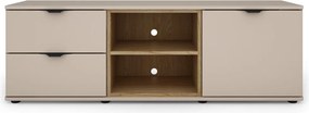 TV skrinka so zásuvkami Avola, 140 cm, béžová kašmír/dub cremona