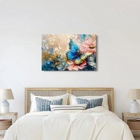 Obraz - Maľba kvetov a motýľov (90x60 cm)