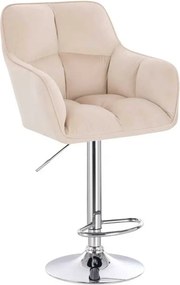LuxuryForm DESIGN Barová stolička AMALFI VELUR na striebornom tanieri - krémová