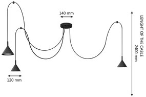 Luster na lanku ETNA LONG 3xGX53/10W/230V pavúk čierna
