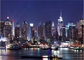 Sklenený obraz - Osvetlené New Yorské mrakodrapy (70x50 cm)