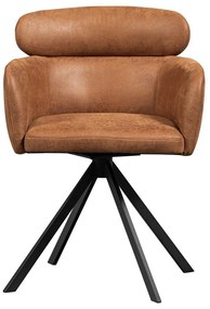 Koňakovohnedé čalúnené jedálenské kreslo s podrúčkami Fenne – WOOOD