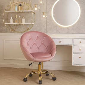 Zamatové kancelárske kreslo RUNDO ružová