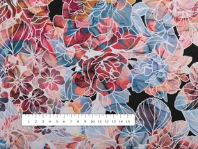 Biante Dekoračný štvorcový obrus Rongo RGP-503 Červeno-modré kvety 140x140 cm