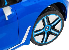 Ramiz BMW i4 Detské autíčko na batérie modré + pomalý štart + EVA + ekokoža + LED audio + diaľkové ovládanie