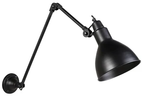 Priemyselná nástenná lampa čierna nastaviteľná - Wye