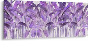 Obraz - Fialové listy v omietke (120x50 cm)