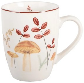 Biely porcelánový hrnček s hubkami Little Forest Jewels - 12 * 8 * 10 cm / 300 ml
