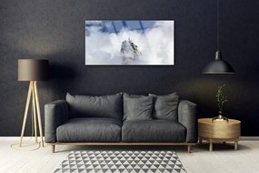 Obraz na skle Hora mraky príroda 125x50 cm