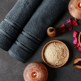 BAVLNENÝ UTERÁK MANOLA SADA 6KS 50X90 CM ČIERNA