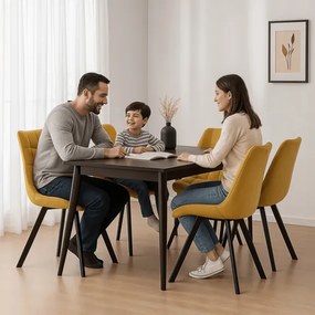 Vintino kreslo BERA Velvet -horčicová farba, nohy hnede - vintino.sk