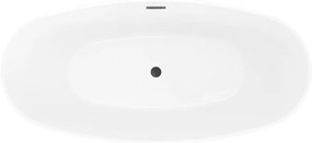 Mexen Olea, voľne stojaca vaňa, vzor, 170 × 80 cm, biela-čierna, čierny prepad, 52821708075-70