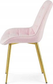 Ružová zamatová stolička BERA so zlatými nohami