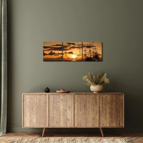 Obraz - Pirátska loď (s hodinami) (90x30 cm)