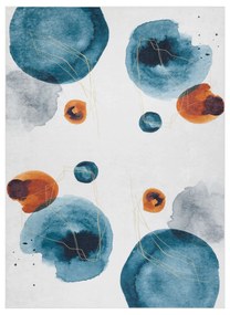 Koberec ANDRE Abstrakt 1112 - prateľný, protišmykový - bielo/ modrý