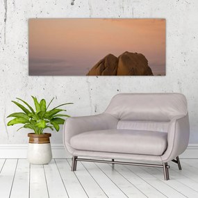 Obraz západu slnka v skalách (120x50 cm)