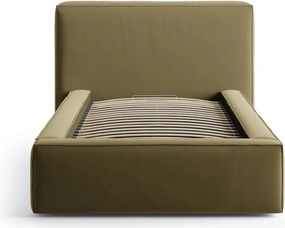 Zelená čalúnená jednolôžková posteľ s úložným priestorom s roštom 90x200 cm Jodie – Micadoni