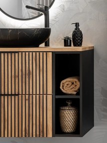 Závěsná skříňka pod umyvadlo Casad s deskou 80 cm černá