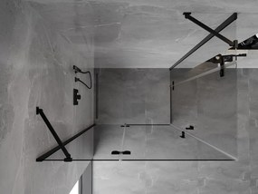 Mexen Mist-H Duo, 2-krídlový výklopný sprchový kút 115 x 90 cm, číre sklo, čierny profil, 8A5-115L-090P-70-00