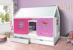 MAXMAX Detská Domčekové posteľ KIDS ružová víla - BIELA 200x90 cm