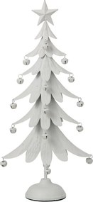 Biely antik kovový stromček s rolničkami Christmas Tree - 25 * 11 * 56 cm