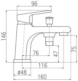 RAV Slezák CO148.0 - Vaňová batéria COLORADO 14,6 cm lesklý chróm