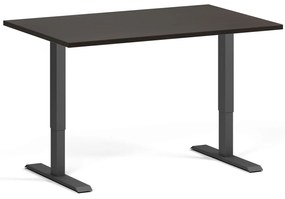 Výškovo nastaviteľný stôl, 120x80 cm, 1 motor, čierna podnož, wenge