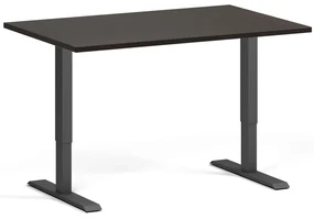 Výškovo nastaviteľný stôl, 120x80 cm, 1 motor, čierna podnož, wenge
