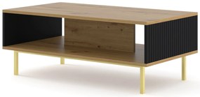 Konferenčný stolík Rowanna (dub artisan + čierna + zlatá). Akcia -20%. Vlastná spoľahlivá doprava až k Vám domov. 1124997