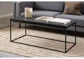 Čierny konferenčný stolík s doskou v dekore mramoru 55x110 cm Barossa – Actona