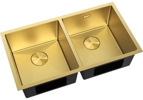 Mexen Binox, 2-komorový nerezový drez 800 x 450 mm, brúsená zlatá, 6421802000-55