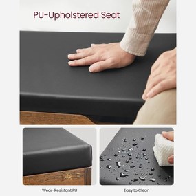 Botník s lavicou a úložným priestorom, 80x30x44cm, tmavá hnedá/čierna