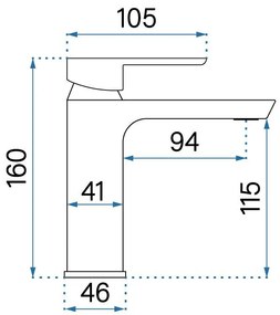 Rea Argus, umývadlová batéria h-160, zlatá matná, REA-B6410