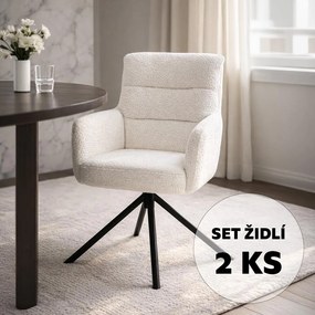 Set - 2 ks Otočná jedálenská stolička AVENBERG TESSA, biela