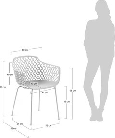 Biela kovová záhradná stolička Quinn – Kave Home