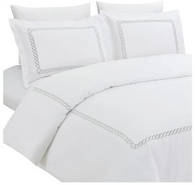 Biele obliečky na jednolôžko z bavlneného saténu s plachtou/6-dielne 140x200 cm Whispered Serenity – Mila Home Luxury